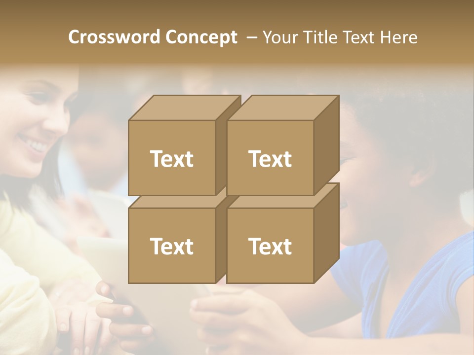 A Group Of People Sitting At A Table With A Tablet PowerPoint Template