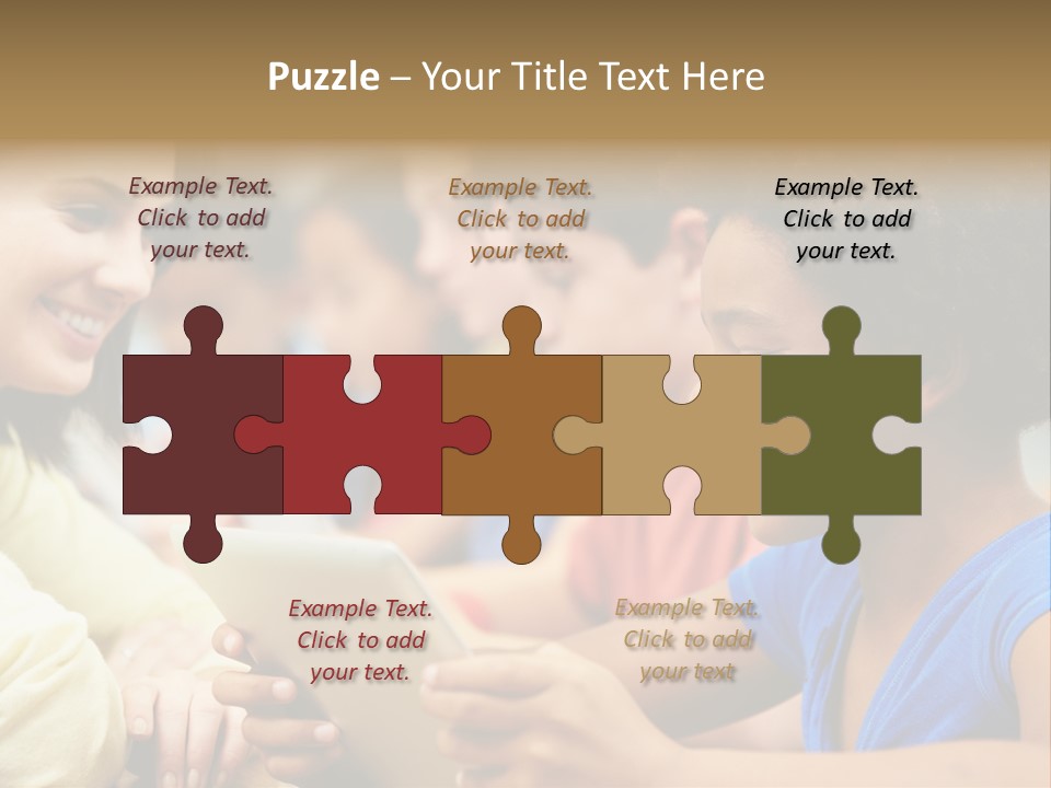 A Group Of People Sitting At A Table With A Tablet PowerPoint Template