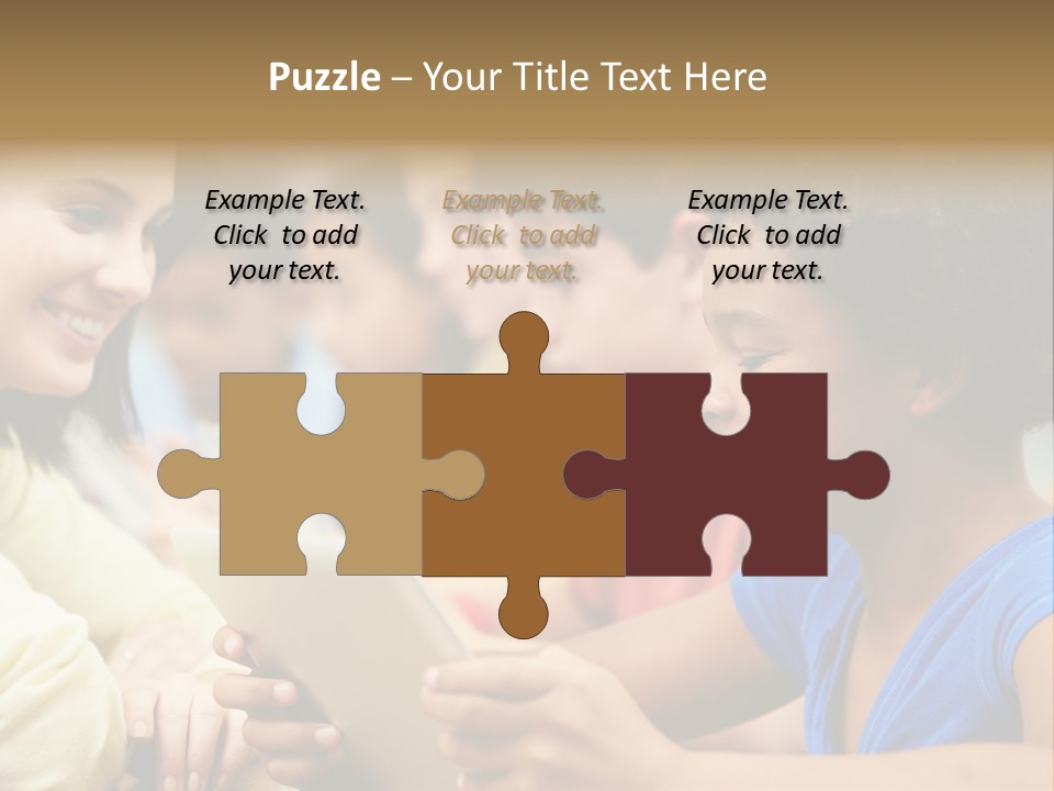 A Group Of People Sitting At A Table With A Tablet PowerPoint Template