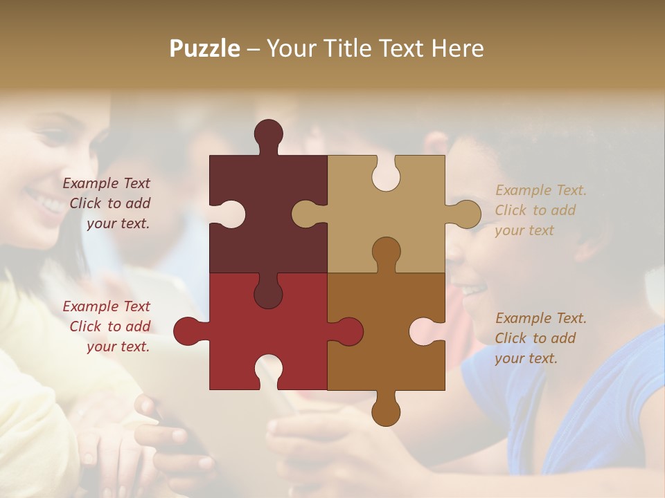 A Group Of People Sitting At A Table With A Tablet PowerPoint Template