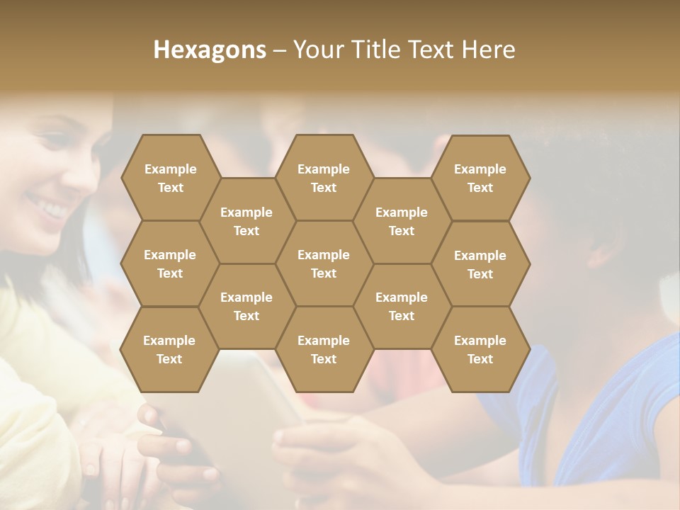 A Group Of People Sitting At A Table With A Tablet PowerPoint Template