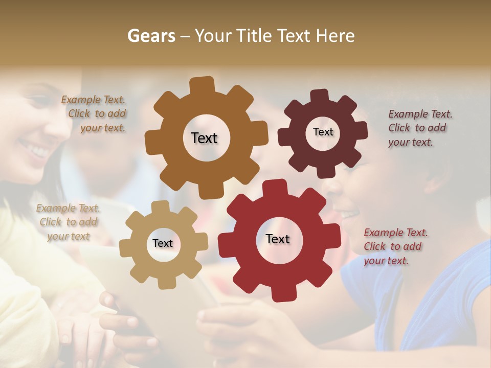 A Group Of People Sitting At A Table With A Tablet PowerPoint Template