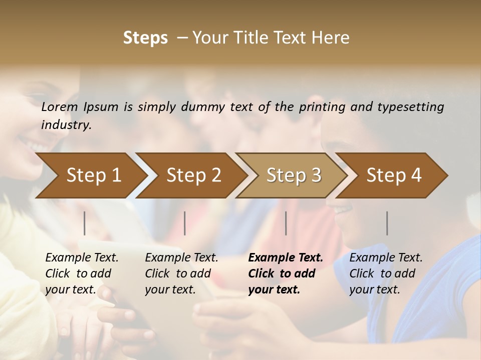 A Group Of People Sitting At A Table With A Tablet PowerPoint Template