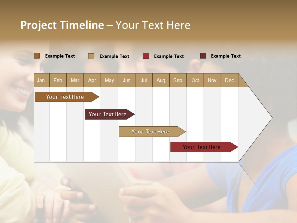 A Group Of People Sitting At A Table With A Tablet PowerPoint Template