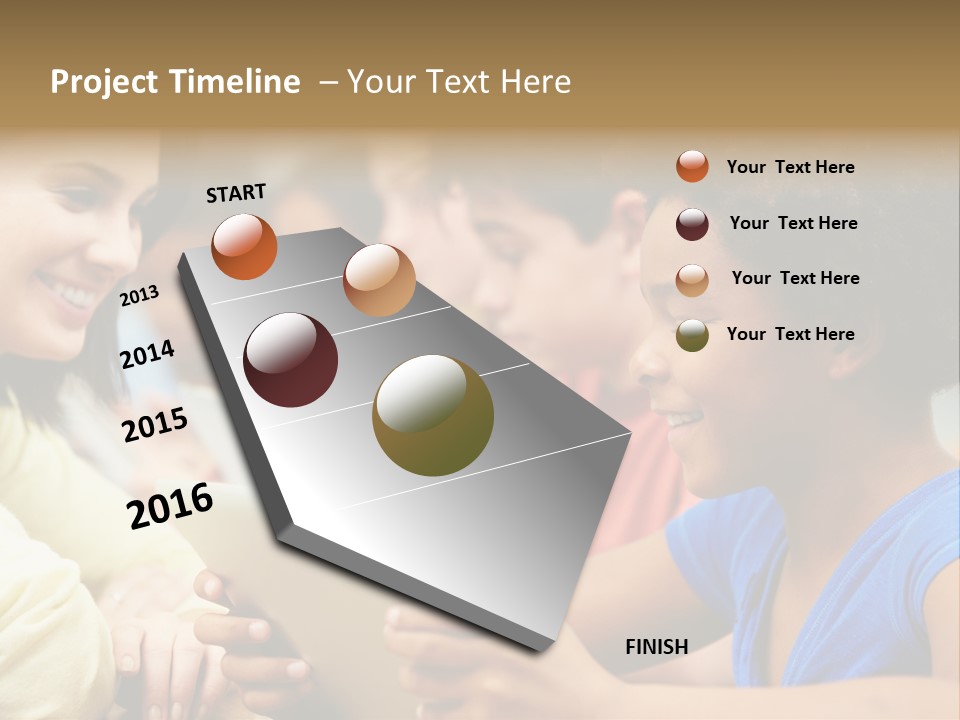 A Group Of People Sitting At A Table With A Tablet PowerPoint Template