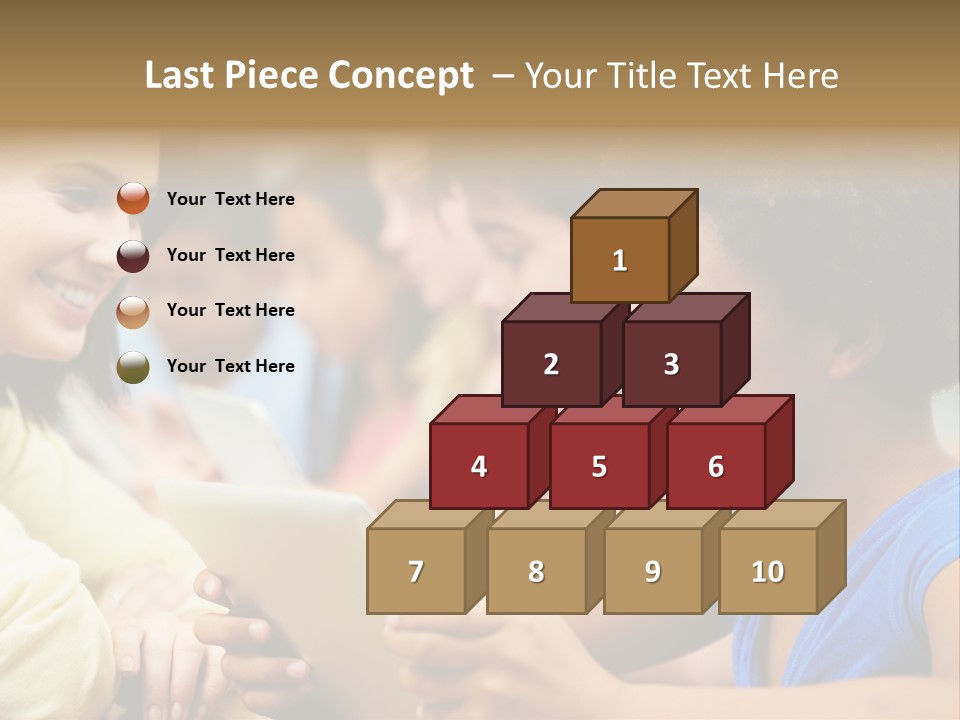 A Group Of People Sitting At A Table With A Tablet PowerPoint Template