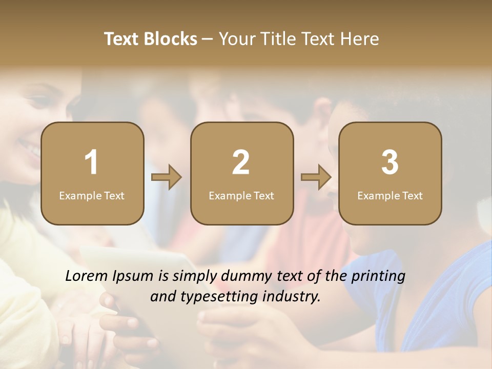 A Group Of People Sitting At A Table With A Tablet PowerPoint Template