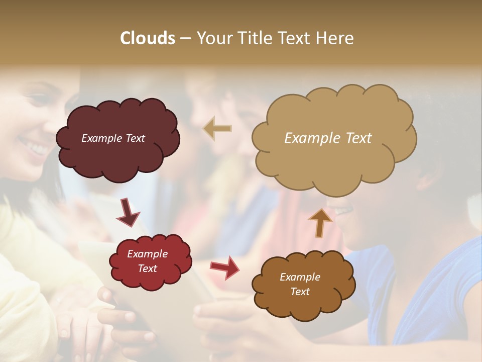 A Group Of People Sitting At A Table With A Tablet PowerPoint Template