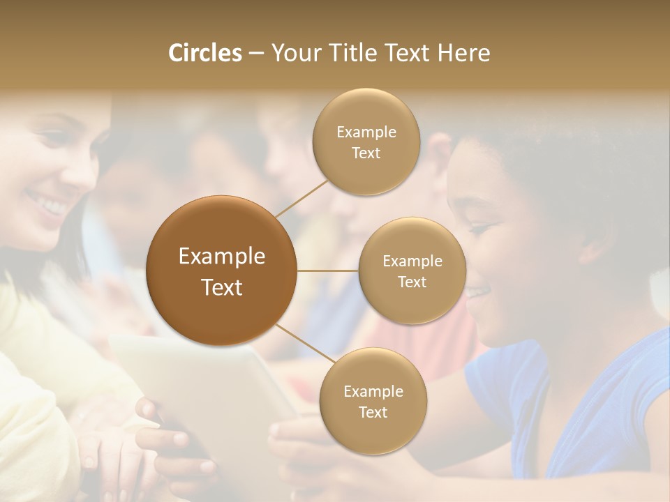 A Group Of People Sitting At A Table With A Tablet PowerPoint Template