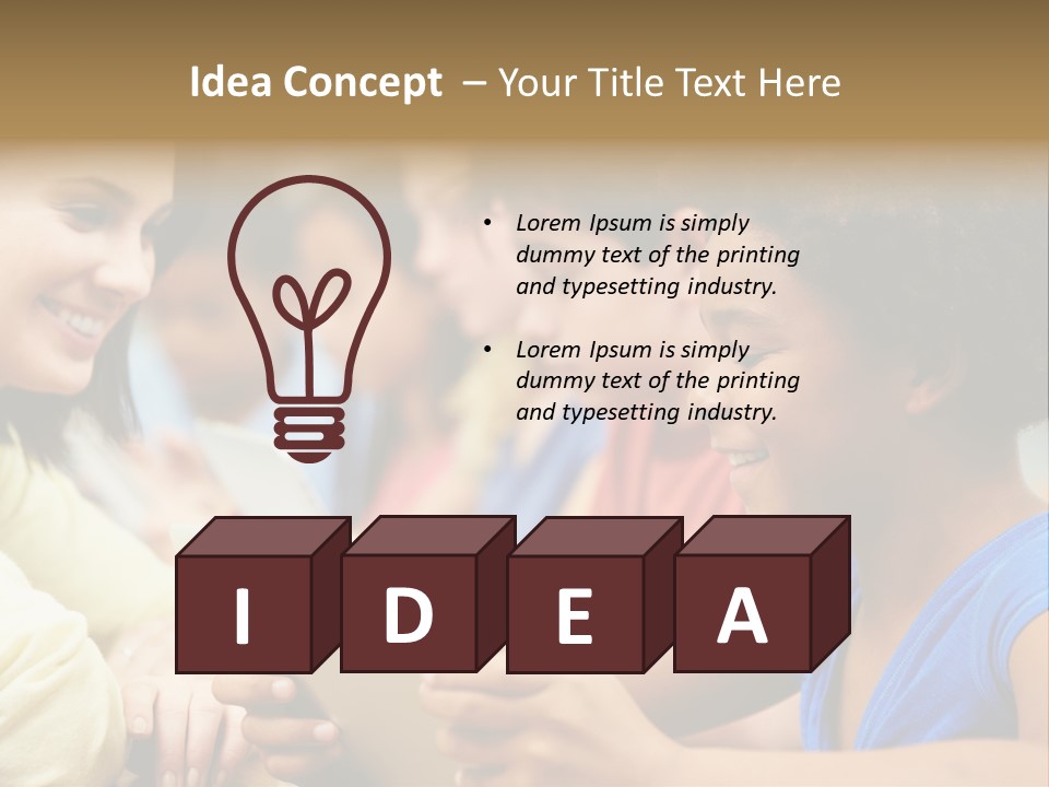 A Group Of People Sitting At A Table With A Tablet PowerPoint Template