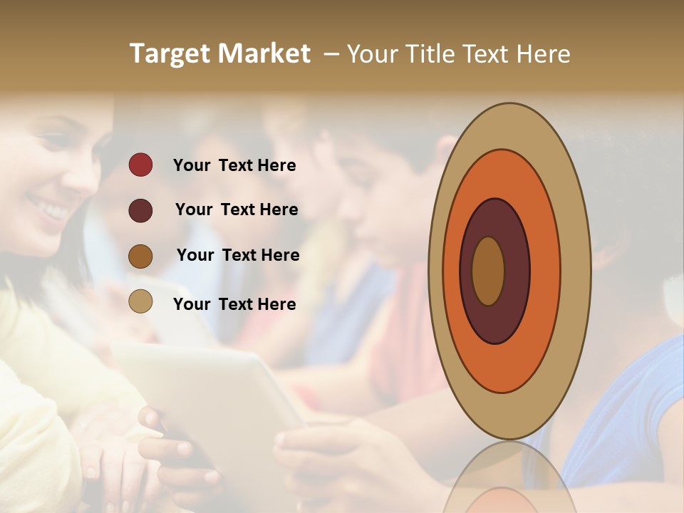 A Group Of People Sitting At A Table With A Tablet PowerPoint Template