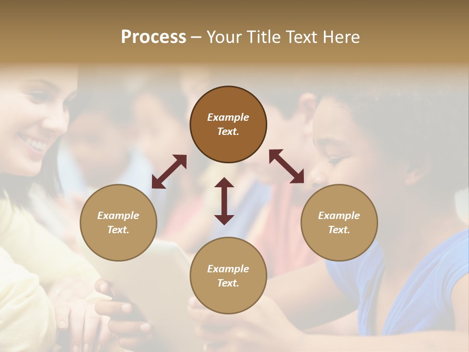 A Group Of People Sitting At A Table With A Tablet PowerPoint Template