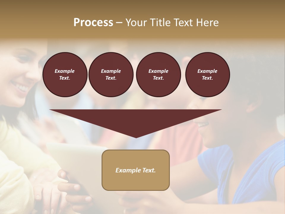 A Group Of People Sitting At A Table With A Tablet PowerPoint Template