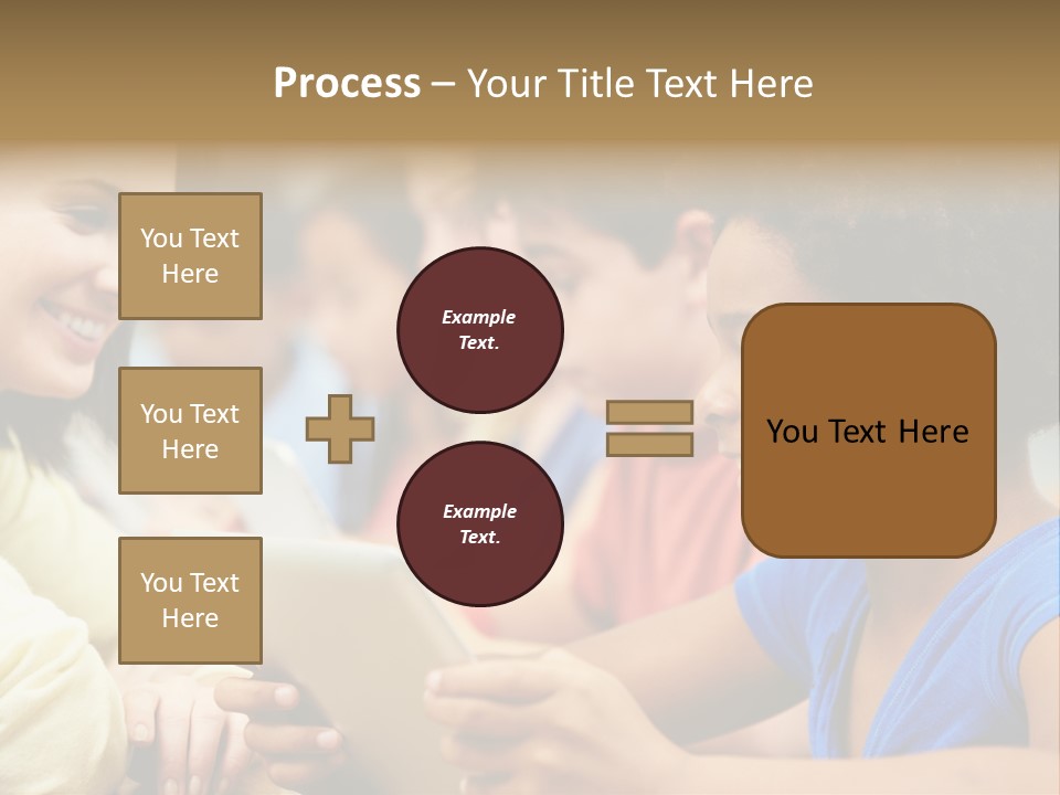 A Group Of People Sitting At A Table With A Tablet PowerPoint Template