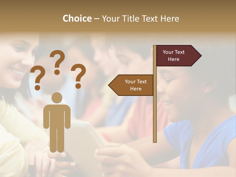 A Group Of People Sitting At A Table With A Tablet PowerPoint Template