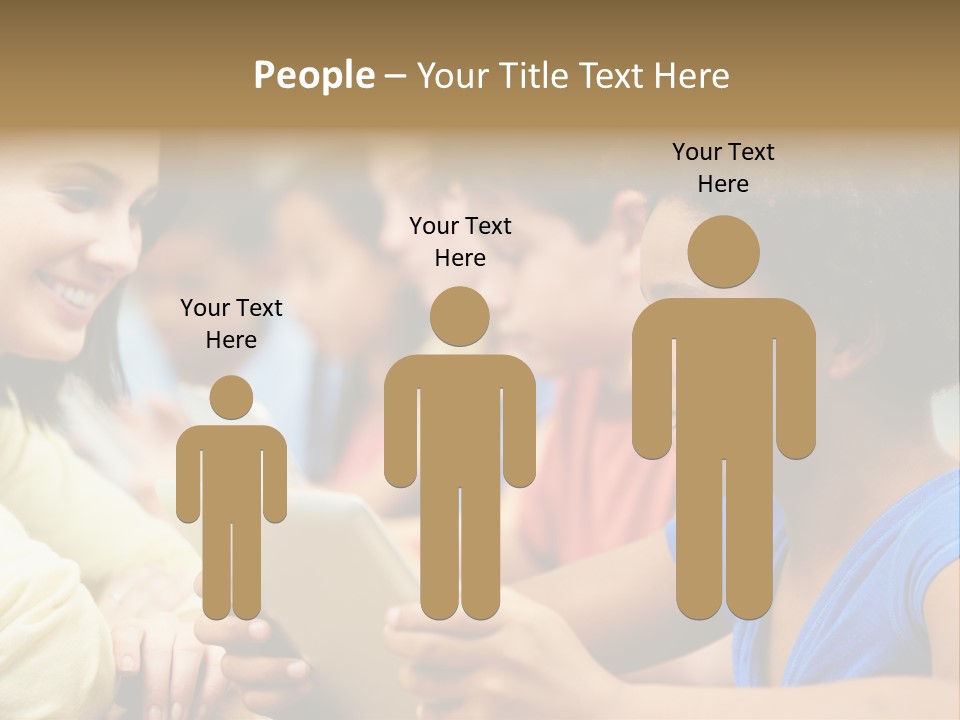 A Group Of People Sitting At A Table With A Tablet PowerPoint Template