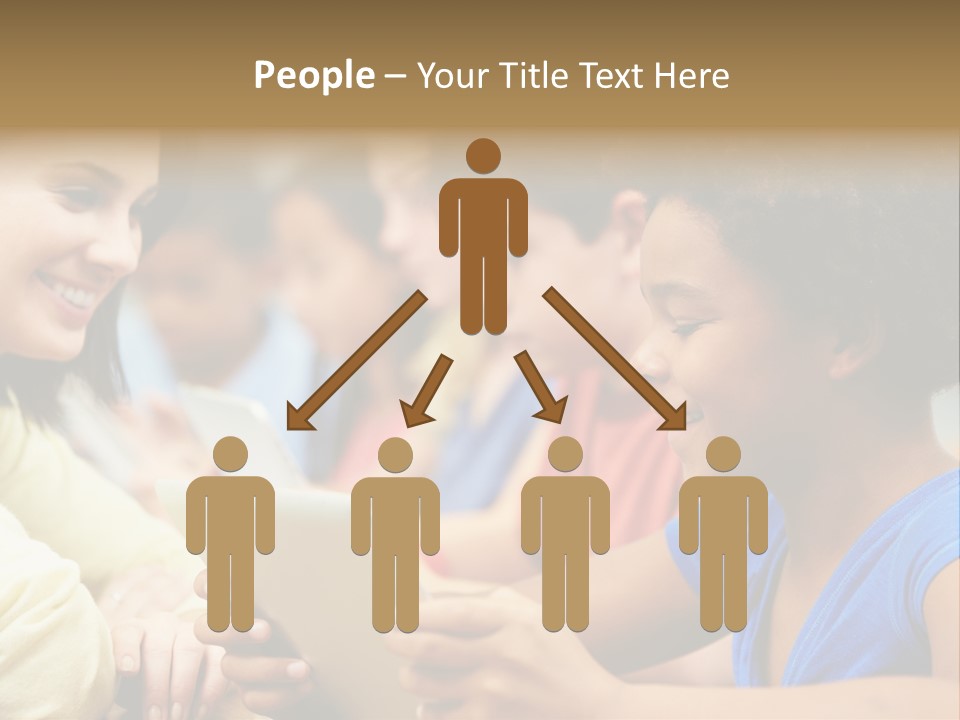 A Group Of People Sitting At A Table With A Tablet PowerPoint Template