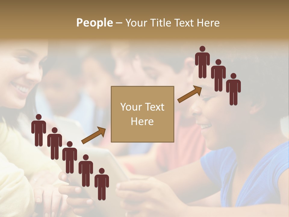 A Group Of People Sitting At A Table With A Tablet PowerPoint Template