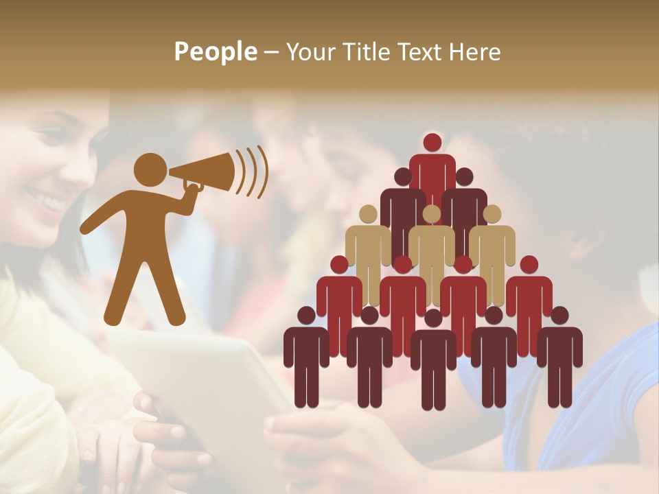 A Group Of People Sitting At A Table With A Tablet PowerPoint Template