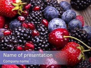 Blue Berrie Fruit Ripe PowerPoint Template