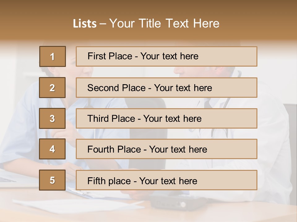 Nurse Pointing Desk PowerPoint Template