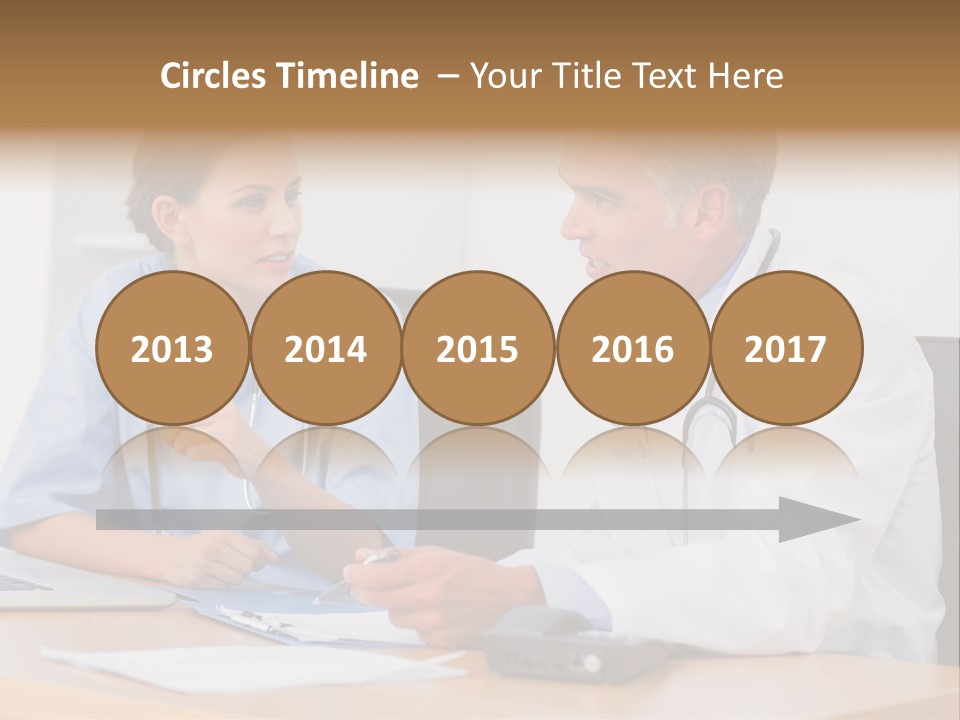 Nurse Pointing Desk PowerPoint Template