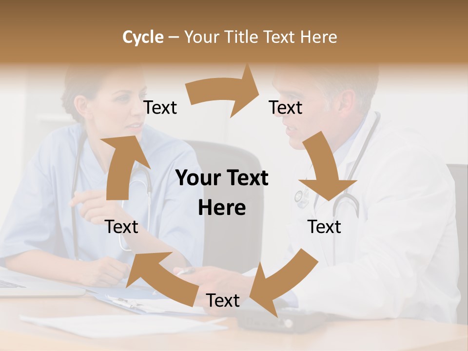 Nurse Pointing Desk PowerPoint Template