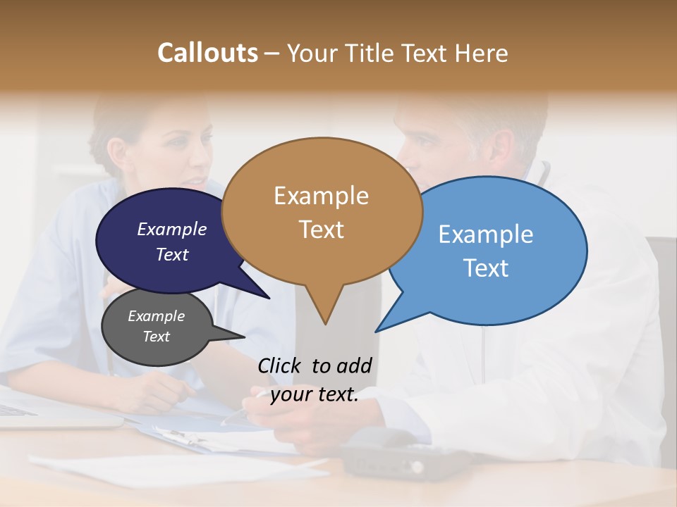 Nurse Pointing Desk PowerPoint Template