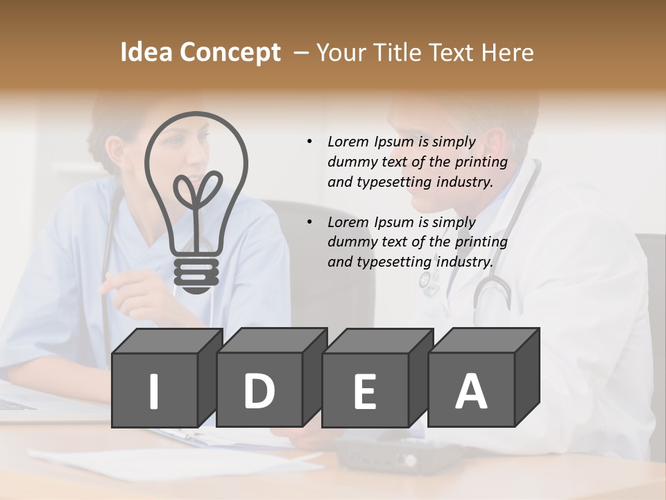 Nurse Pointing Desk PowerPoint Template