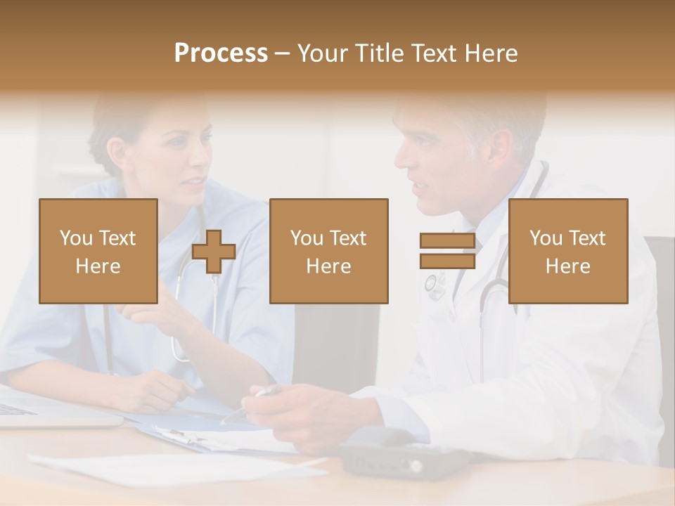 Nurse Pointing Desk PowerPoint Template