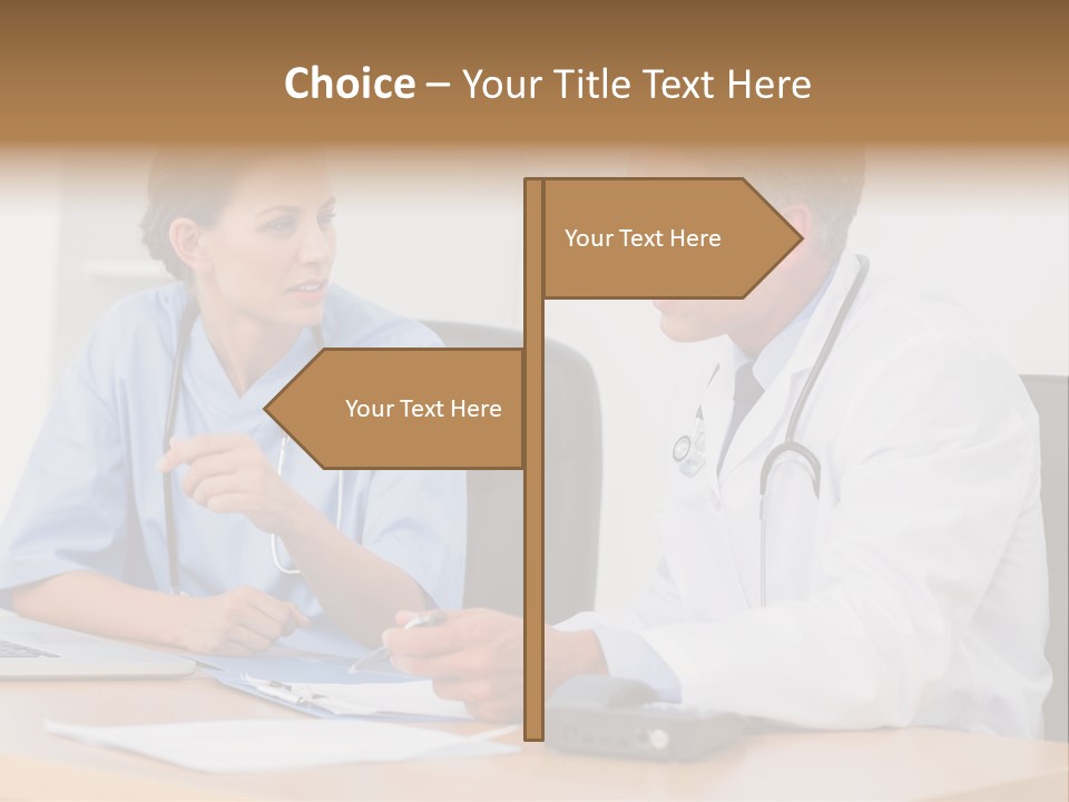 Nurse Pointing Desk PowerPoint Template