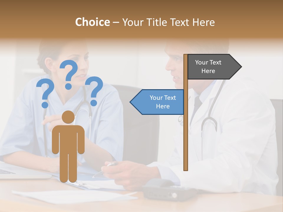 Nurse Pointing Desk PowerPoint Template