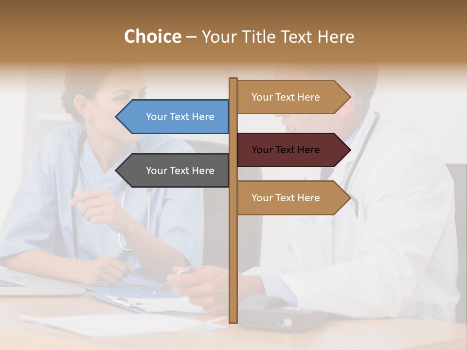 Nurse Pointing Desk PowerPoint Template