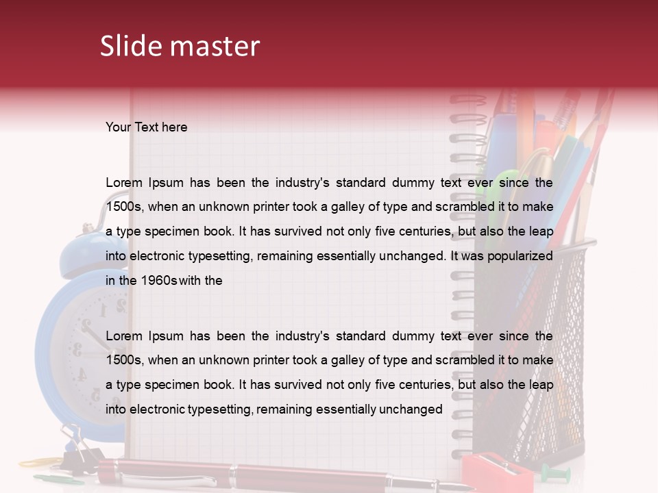 School Paper Supplies PowerPoint Template