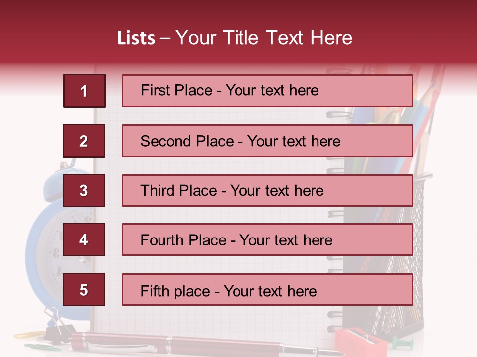 School Paper Supplies PowerPoint Template