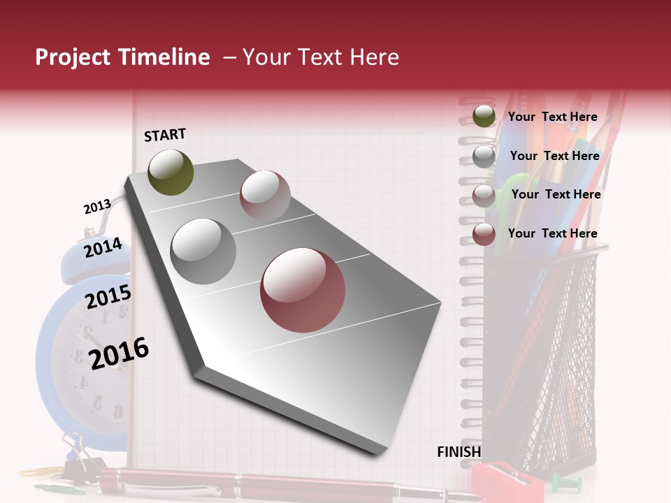 School Paper Supplies PowerPoint Template