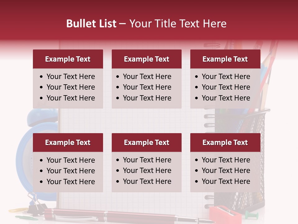 School Paper Supplies PowerPoint Template