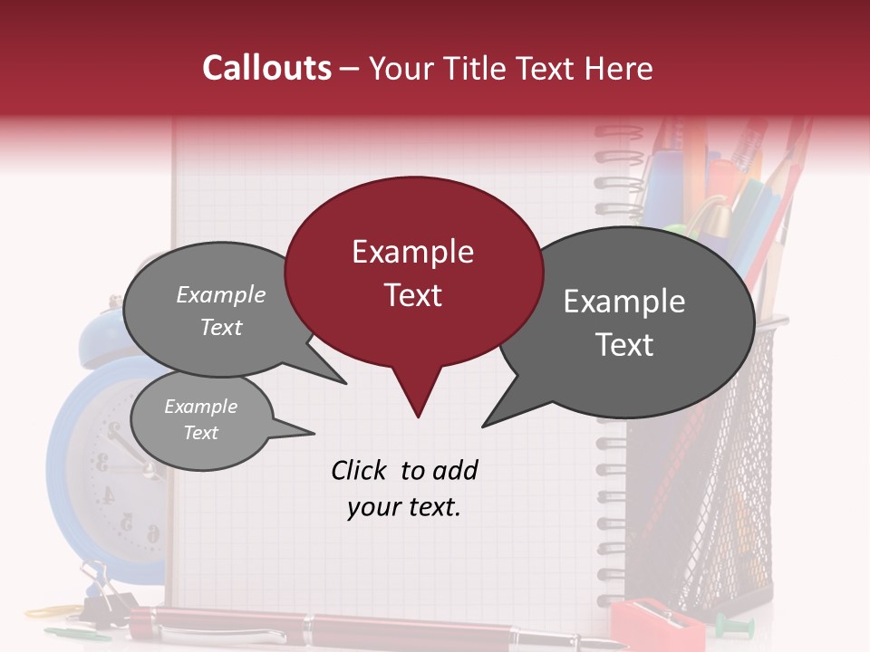 School Paper Supplies PowerPoint Template