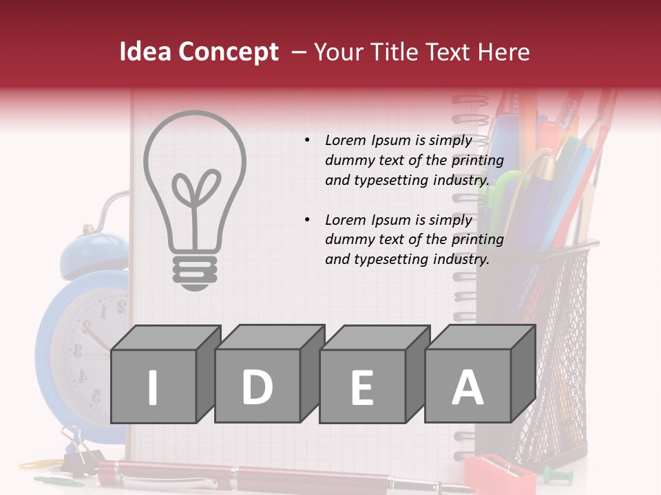 School Paper Supplies PowerPoint Template