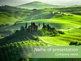 San Quirico Dorcia Farm Country Road PowerPoint Template