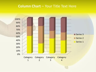 A Hand Holding A Balloon With A Yellow And Blue Stripe PowerPoint Template