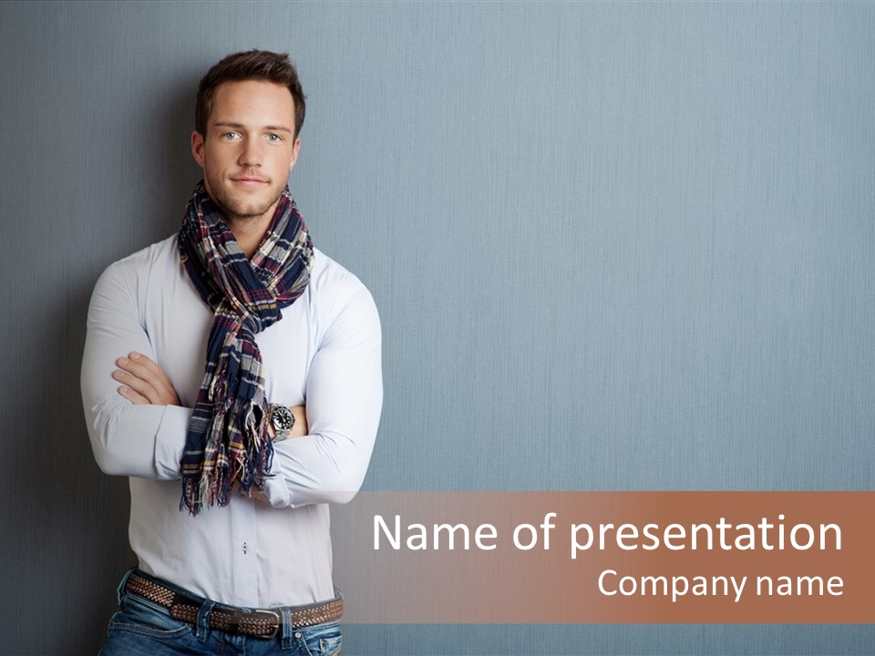 Pensive Attractive Masculine PowerPoint Template