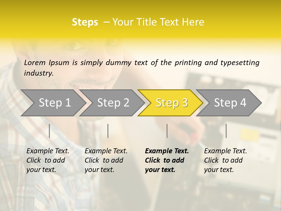 A Man Is Holding A Screw In Front Of A Circuit Board PowerPoint Template