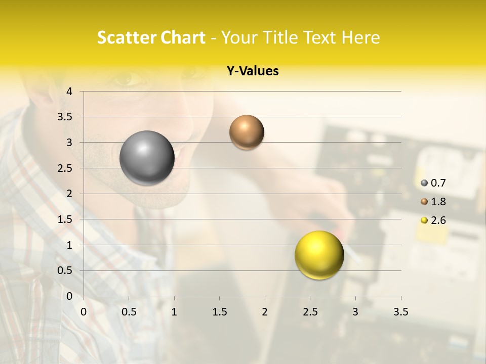 A Man Is Holding A Screw In Front Of A Circuit Board PowerPoint Template