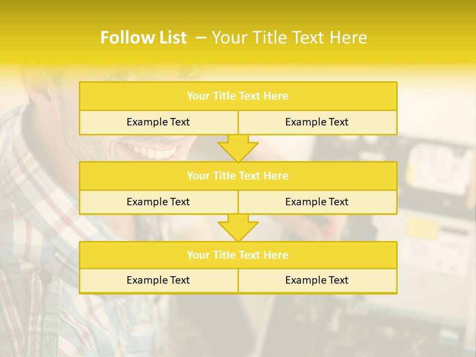 A Man Is Holding A Screw In Front Of A Circuit Board PowerPoint Template