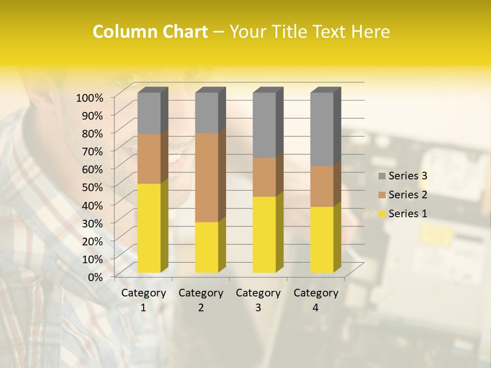 A Man Is Holding A Screw In Front Of A Circuit Board PowerPoint Template