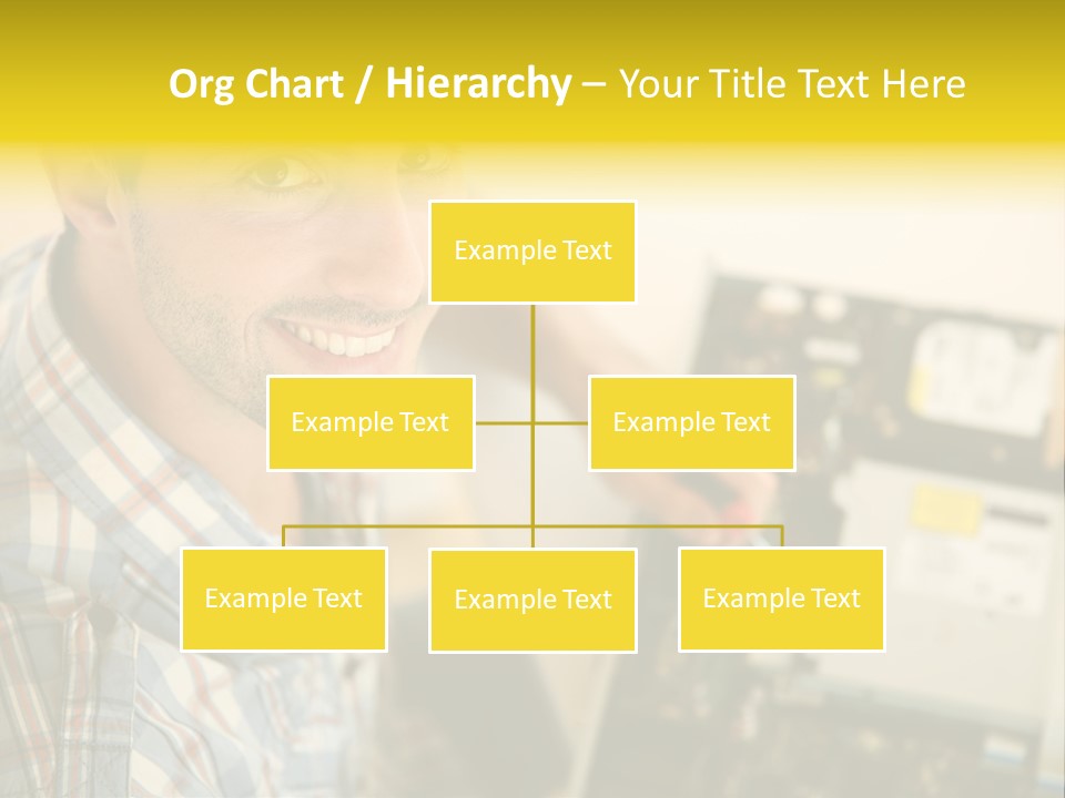 A Man Is Holding A Screw In Front Of A Circuit Board PowerPoint Template