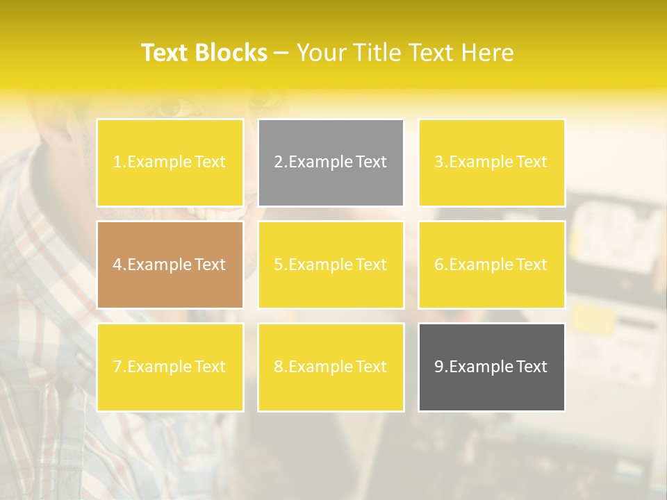 A Man Is Holding A Screw In Front Of A Circuit Board PowerPoint Template