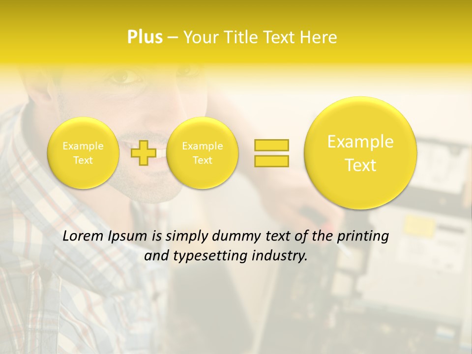A Man Is Holding A Screw In Front Of A Circuit Board PowerPoint Template