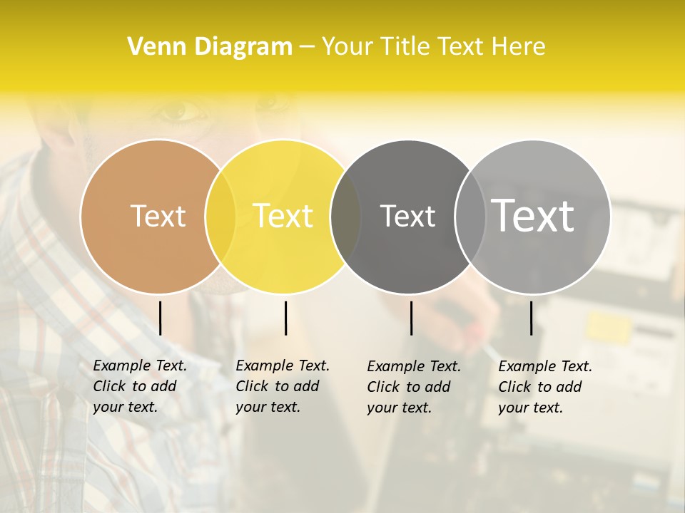 A Man Is Holding A Screw In Front Of A Circuit Board PowerPoint Template